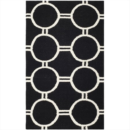 Safavieh 4 x 6 ft. Rectangle- Contemporary Dhurries Black And Ivory Flatweave Rug DHU636A-4